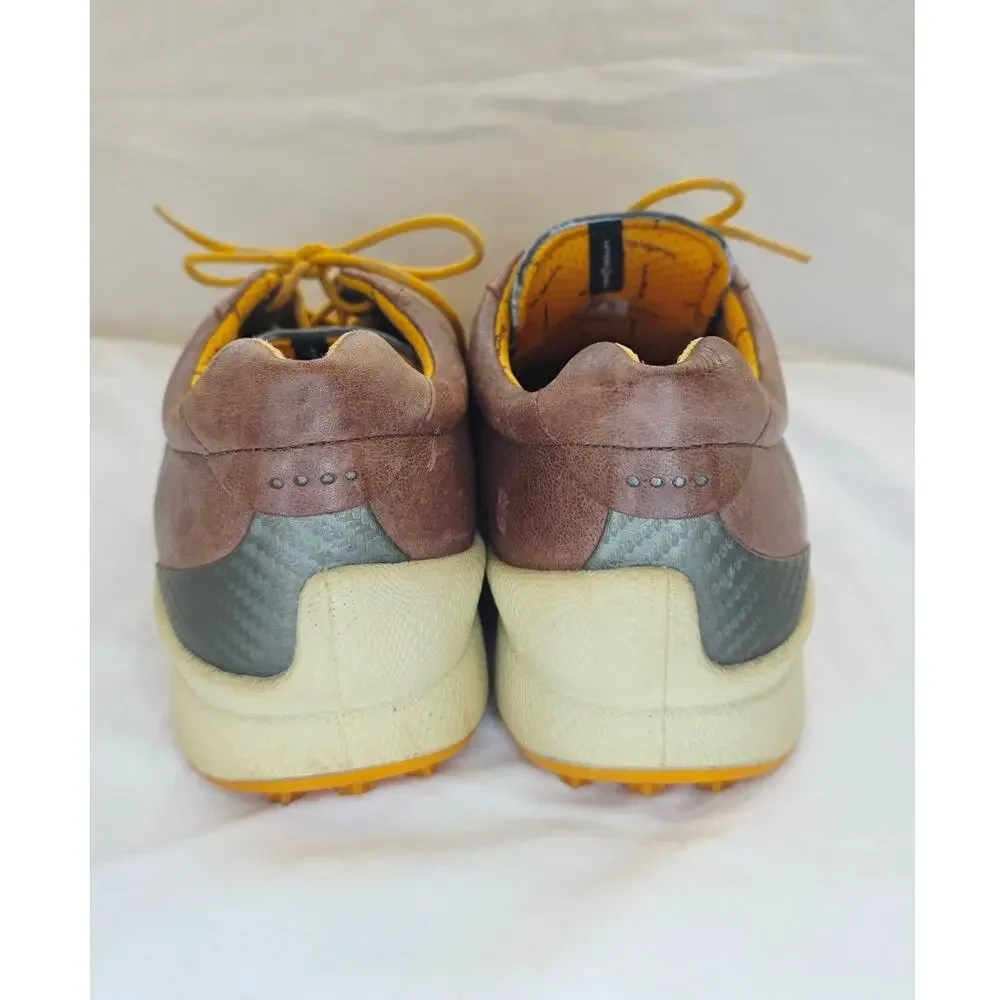 ECCO Biom Hybrid Golf Shoes Mens EU 44/ 10-10.5 Brown  Leather Spikeless Lace Up